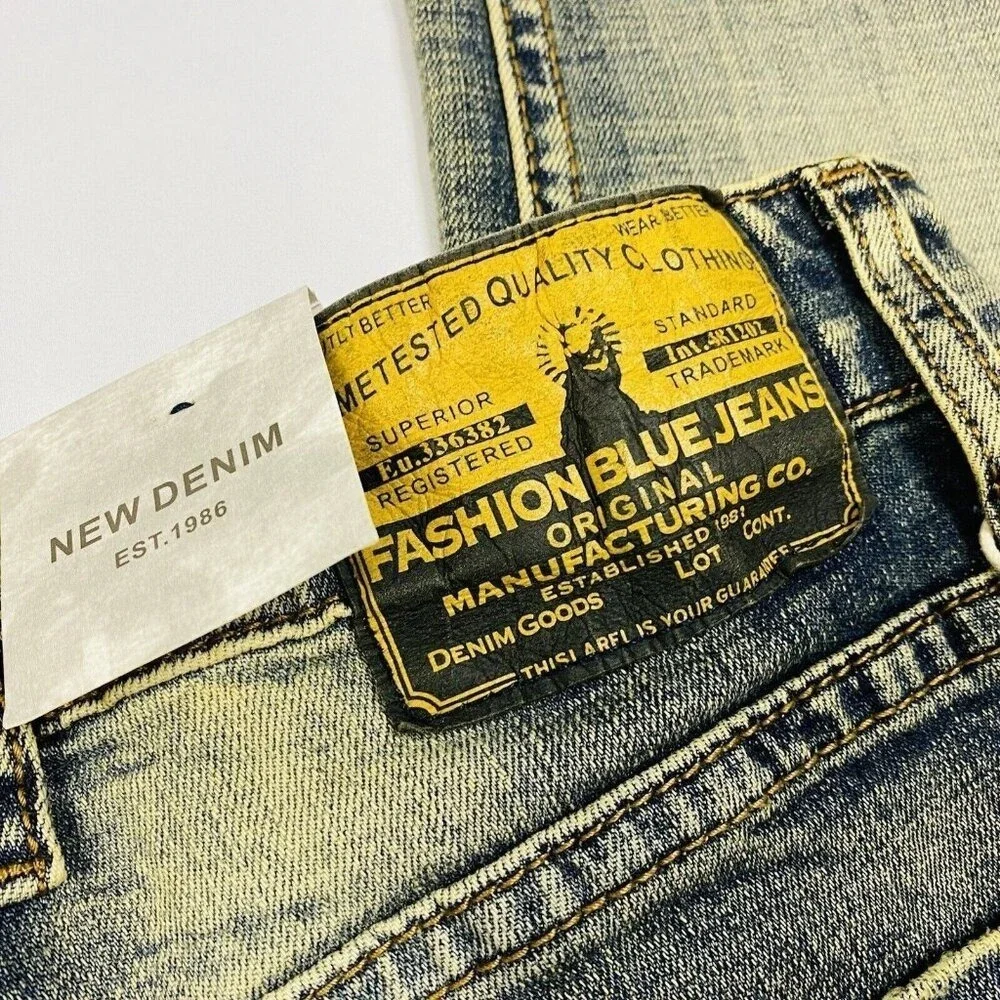 NWT Fashion Jeans Denim Mens Blue Slim Straight 5 Pocket Jeans‎ 26X29